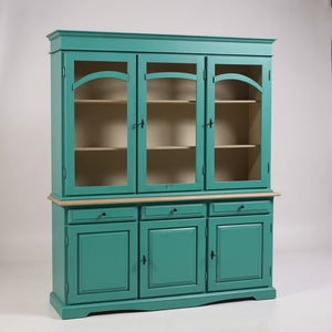 Cristalliera 3 ante legno pennellato verde 156x42x205 - Mobili 2G