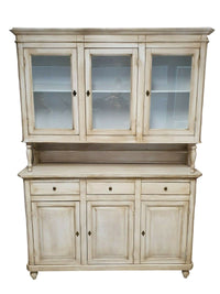 Cristalliera 3 porte 3 cassetti legno shabby chic bianco invecchiato - Mobili 2G
