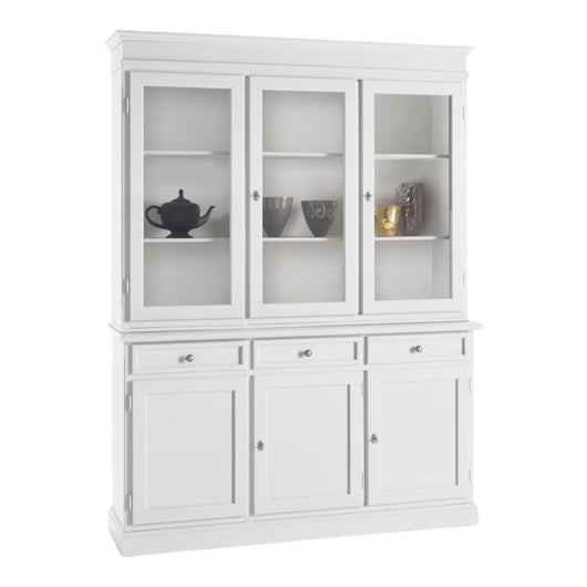 Cristalliera 3 porte in legno arte povera bianco sporco 155x42x203 - Mobili 2G