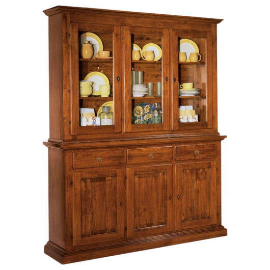 Cristalliera 3 porte in legno noce arte povera 172x51x226 (616+617) - Mobili 2G