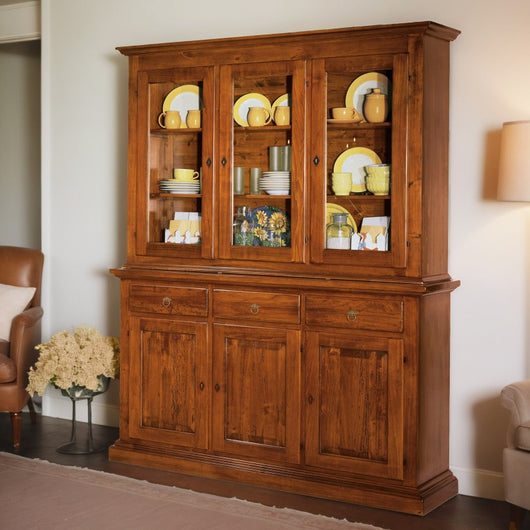 Cristalliera 3 porte in legno noce arte povera 172x51x226 (616+617) - Mobili 2G