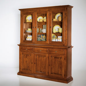 Cristalliera 3 porte in legno noce arte povera 172x51x226 (616+617) - Mobili 2G