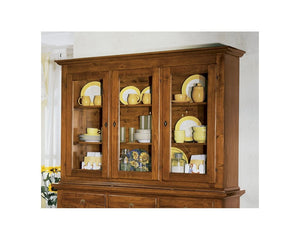 Cristalliera 3 porte in legno noce arte povera 172x51x226 (616+617) - Mobili 2G