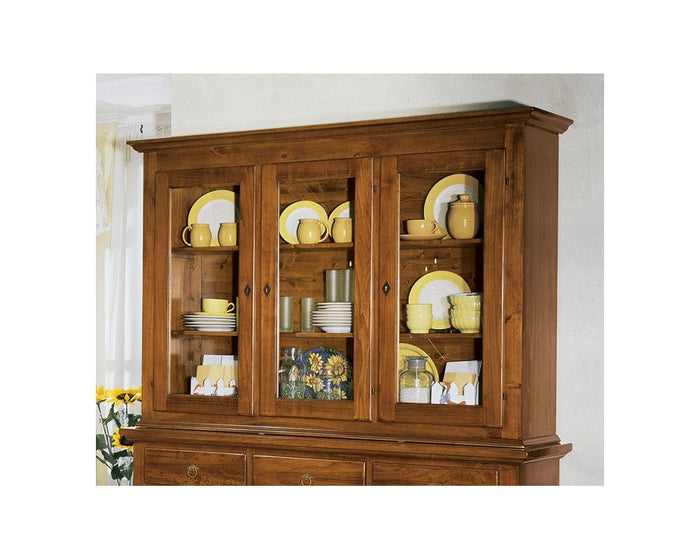 Cristalliera 3 porte in legno noce arte povera 172x51x226 (616+617) - Mobili 2G