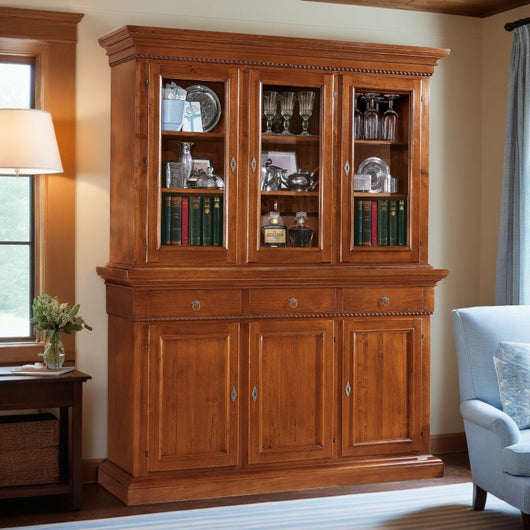 Cristalliera 3 porte in legno noce arte povera 190x50x228 (604+605) - Mobili 2G