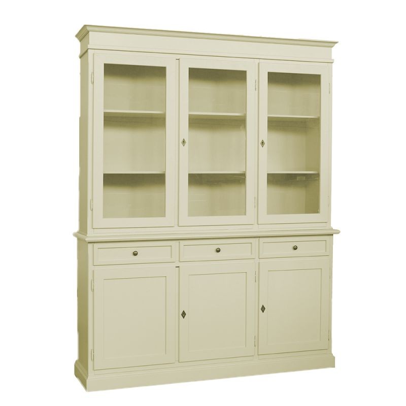 Cristalliera 3 porte legno shabby avorio 156x42x205 - Mobili 2G