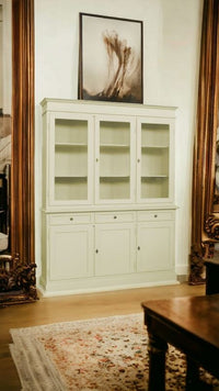 Cristalliera 3 porte legno shabby avorio 156x42x205 - Mobili 2G