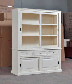 Cristalliera 4 porte 3 cassetti laccato bianco l.157 p.53 h.200 (1052) - Mobili 2G