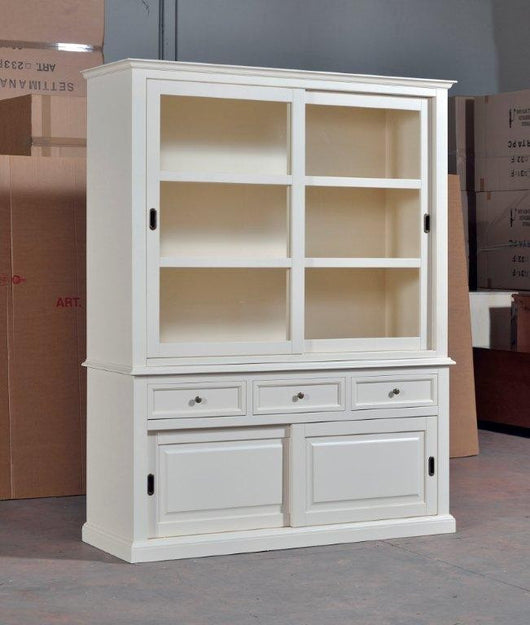 Cristalliera 4 porte 3 cassetti laccato bianco l.157 p.53 h.200 (1052) - Mobili 2G