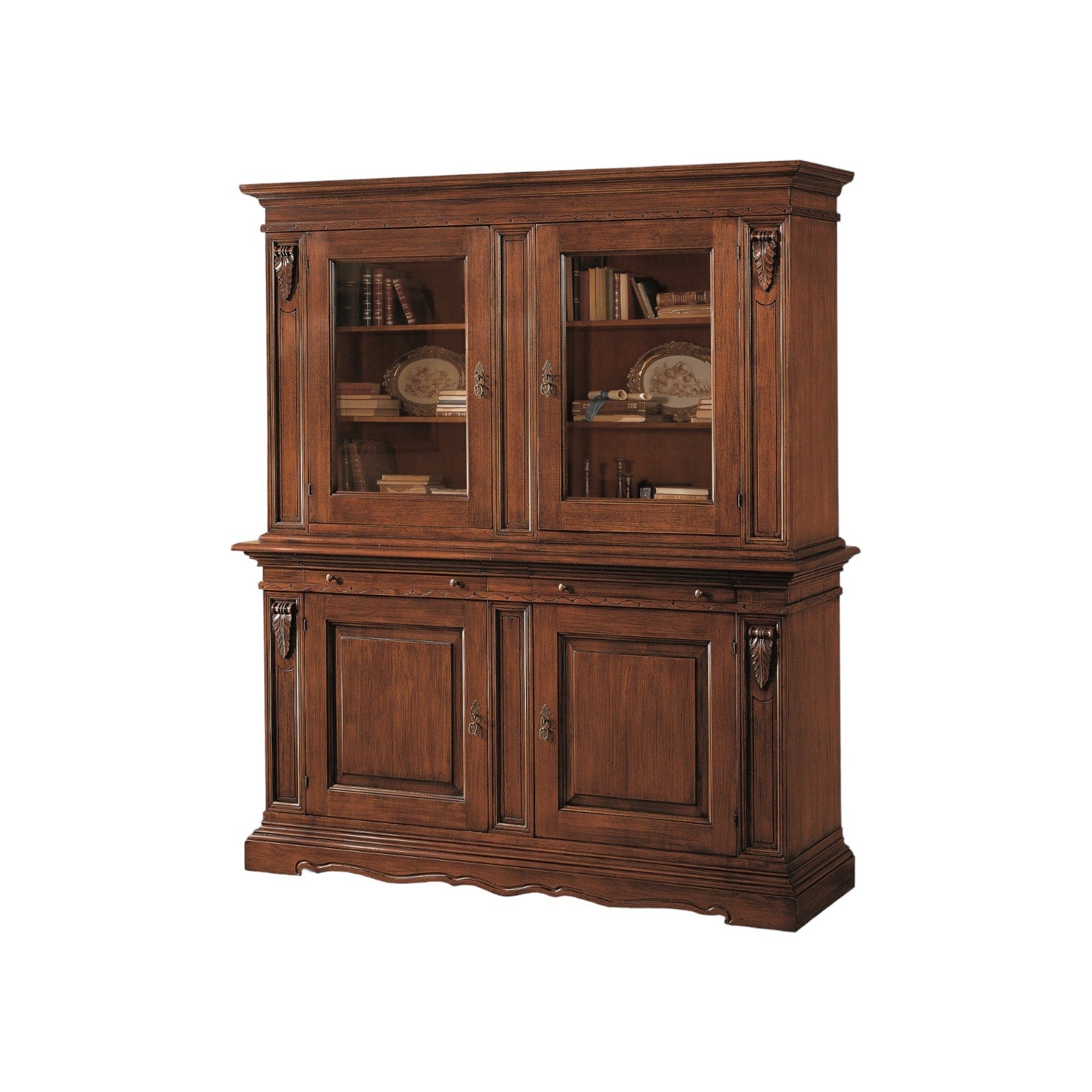 Cristalliera 4 porte tinta noce in legno l.213 p.54 h.226