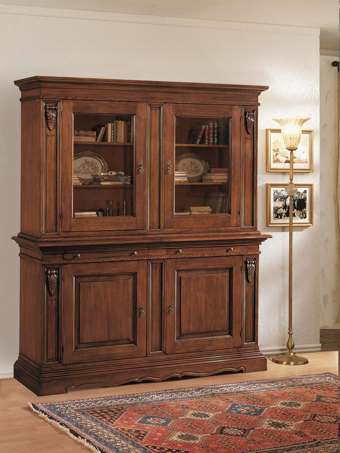 Cristalliera 4 porte tinta noce in legno l.213 p.54 h.226