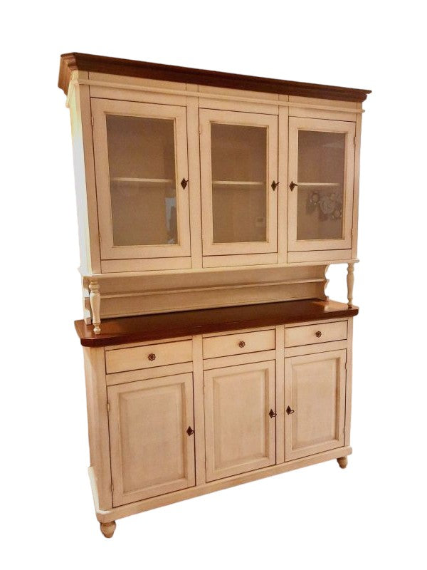 Cristalliera arte povera 3 porte legno bicolore 150x43x208