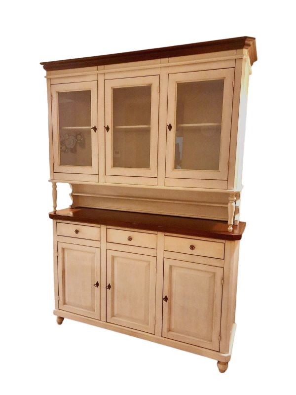 Cristalliera arte povera 3 porte legno bicolore 150x43x208