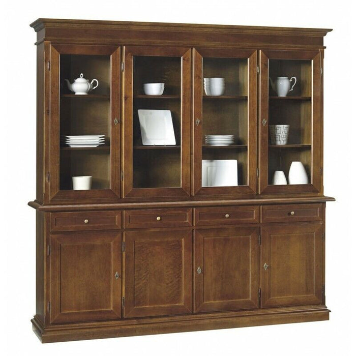 Cristalliera arte povera 4 porte legno tinta noce 205x42x205 (379) - Mobili 2G