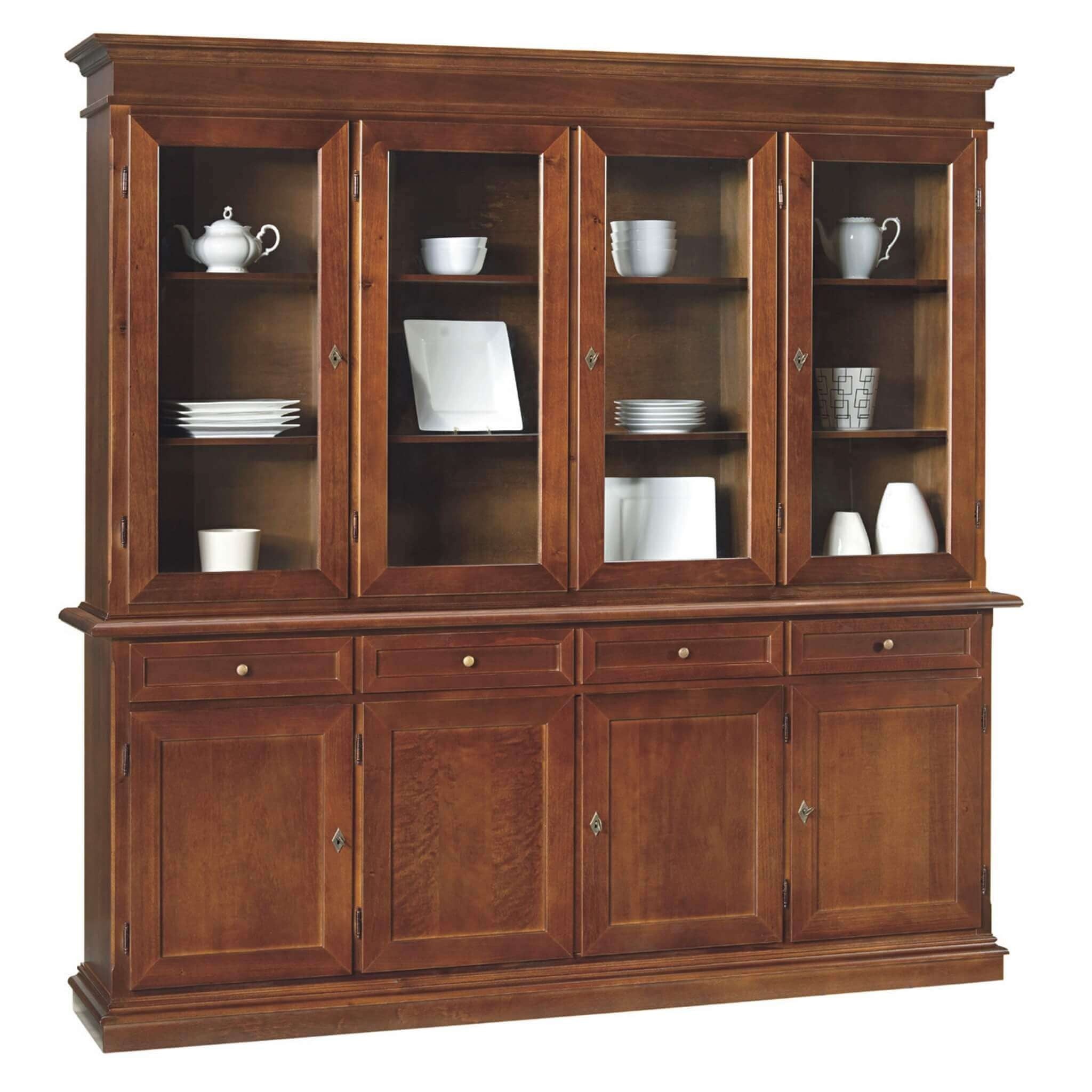 Cristalliera arte povera 4 porte legno tinta noce 205x42x205 (379) - Mobili 2G