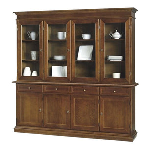 Cristalliera arte povera 4 porte legno tinta noce 205x42x205 (379) - Mobili 2G