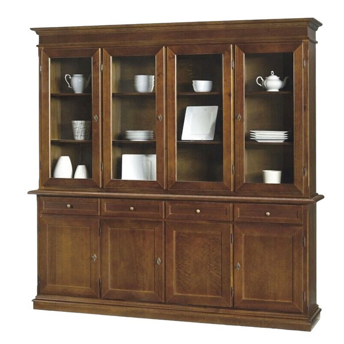 Cristalliera arte povera 4 porte legno tinta noce 205x42x205 (379) - Mobili 2G