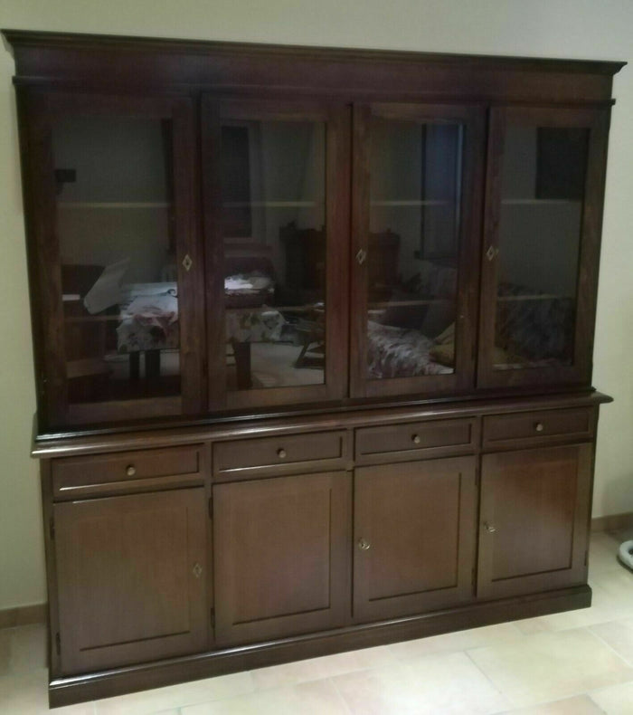 Cristalliera arte povera 4 porte legno tinta noce 205x42x205 (379) - Mobili 2G