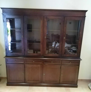 Cristalliera arte povera 4 porte legno tinta noce 205x42x205 (379) - Mobili 2G