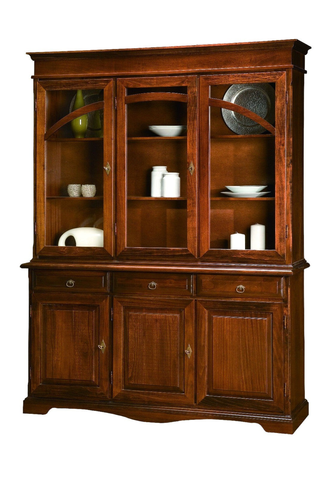 Cristalliera arte povera in legno tinta noce l.156 p.42 h.205