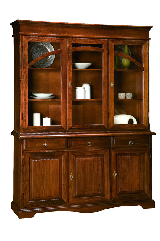 Cristalliera arte povera in legno tinta noce l.156 p.42 h.205