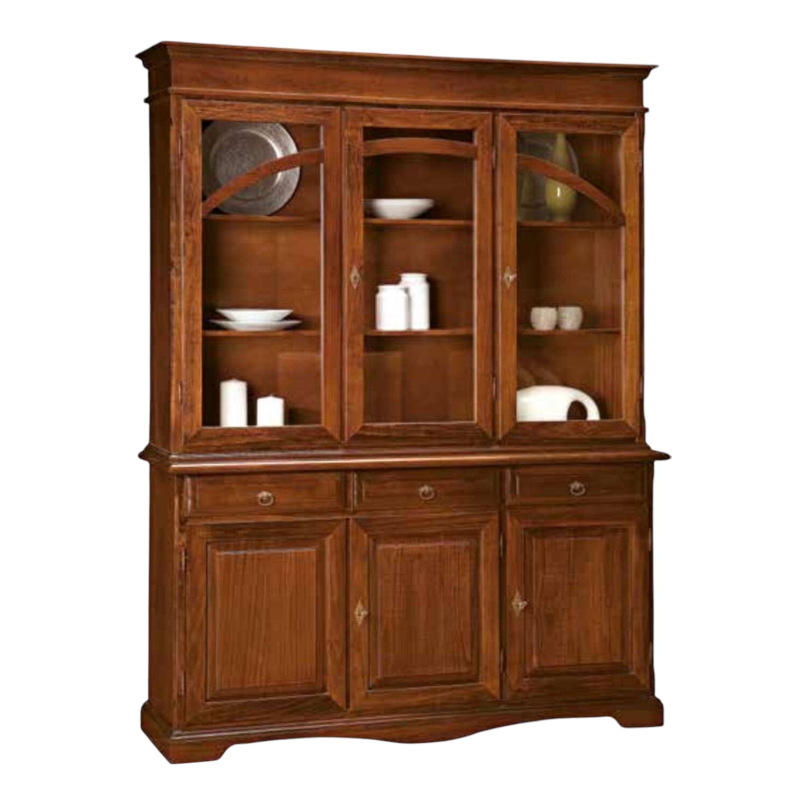 Cristalliera arte povera in legno tinta noce l.156 p.42 h.205