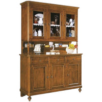 Cristalliera arte povera legno massello 3 porte 3 cassetti tinta noce 160x50x221 (6009+6010) - Mobili 2G