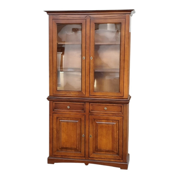 Cristalliera classica 2 porte legno noce bassano 117x46x220 - Mobili 2G