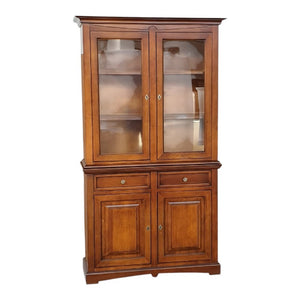 Cristalliera classica 2 porte legno noce bassano 117x46x220 - Mobili 2G