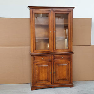 Cristalliera classica 2 porte legno noce bassano 117x46x220 - Mobili 2G