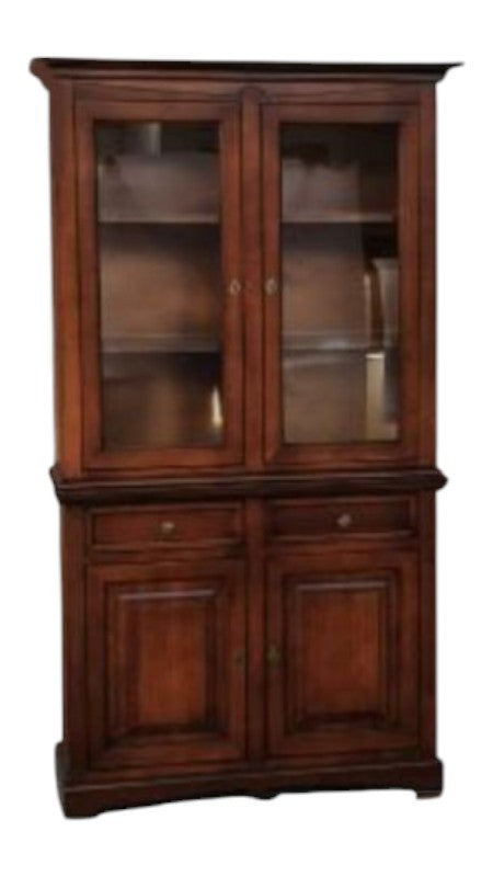 Cristalliera classica 2 porte legno tinta noce 117x46x220 - Mobili 2G