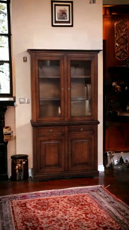 Cristalliera classica 2 porte legno tinta noce 117x46x220 - Mobili 2G