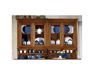 Cristalliera classica 4 porte legno tinta noce 198x50x227 - Mobili 2G