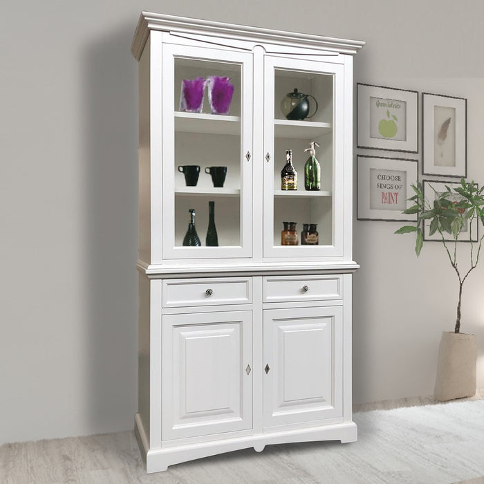 Cristalliera classica goccia legno bianco 117x46x220 - Mobili 2G