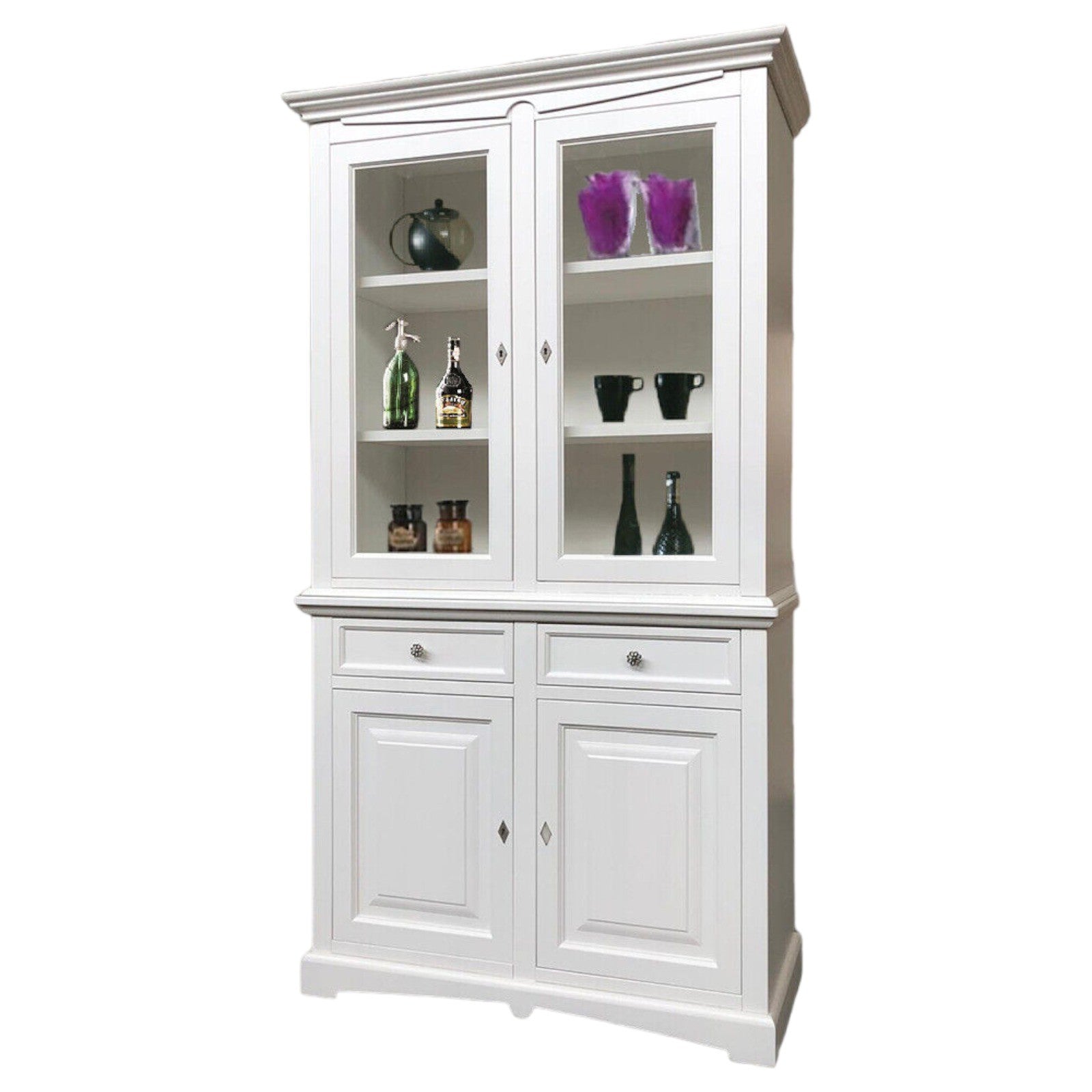 Cristalliera classica goccia legno bianco 117x46x220 - Mobili 2G