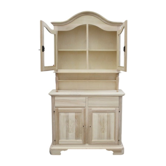 Cristalliera classica in legno 2 ante cappello sagomato grezzo l.114 p.49 h.215 (2139+2140) - Mobili 2G