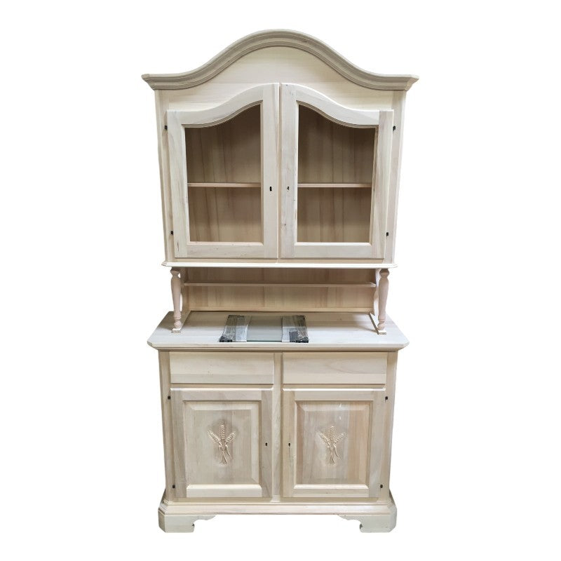 Cristalliera classica in legno 2 ante cappello sagomato grezzo l.114 p.49 h.215 (2139+2140) - Mobili 2G