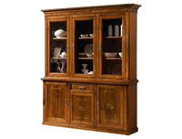Cristalliera classica legno 3 porte intarsio bassano 175x49x222