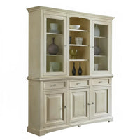 Cristalliera con vetrina in legno 3 ante shabby chic avorio anticato l.170 p.46 h.215 - Mobili 2G