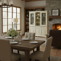 Cristalliera con vetrina in legno 3 ante shabby chic avorio anticato l.170 p.46 h.215 - Mobili 2G