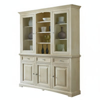 Cristalliera con vetrina in legno 3 ante shabby chic avorio anticato l.170 p.46 h.215 - Mobili 2G