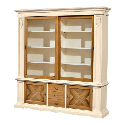 Cristalliera in legno arte povera 2 ante scorrevoli avorio/grano 212x45x220 - Mobili 2G