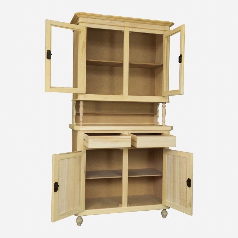 Cristalliera in legno grezzo 2 ante napoletana l.104 p.43 h.210 - Mobili 2G