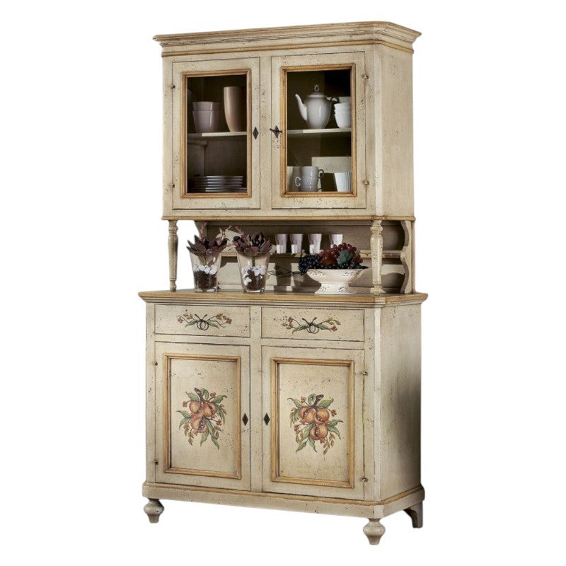 Cristalliera in legno provenzale laccata a mano 2 porte 112x49x206 (1416+1417) - Mobili 2G