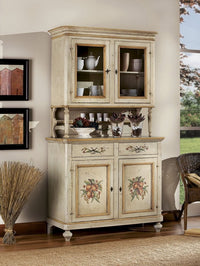 Cristalliera in legno provenzale laccata a mano 2 porte 112x49x206 (1416+1417) - Mobili 2G