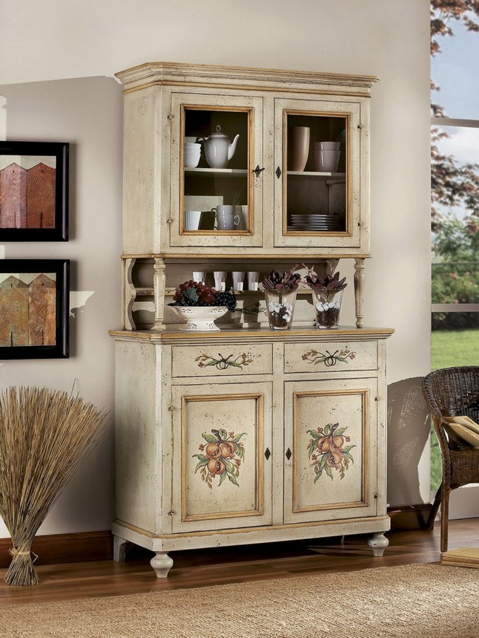 Cristalliera in legno provenzale laccata a mano 2 porte 112x49x206 (1416+1417) - Mobili 2G