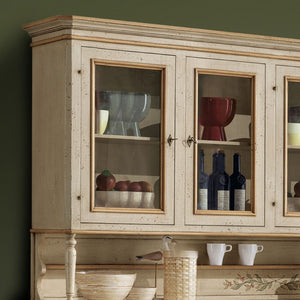 Cristalliera legno shabby avorio ocra 4 porte 198x50x227 (1620+1621) - Mobili 2G