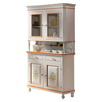 Cristalliera napoletana 2 ante legno shabby bianco decori 104x43x208 - Mobili 2G