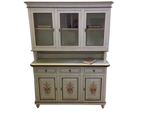 Cristalliera napoletana arte povera bianco invecchiato con decori  l.150 p.43 h.208 - Mobili 2G