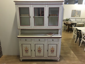 Cristalliera napoletana arte povera bianco invecchiato con decori  l.150 p.43 h.208 - Mobili 2G